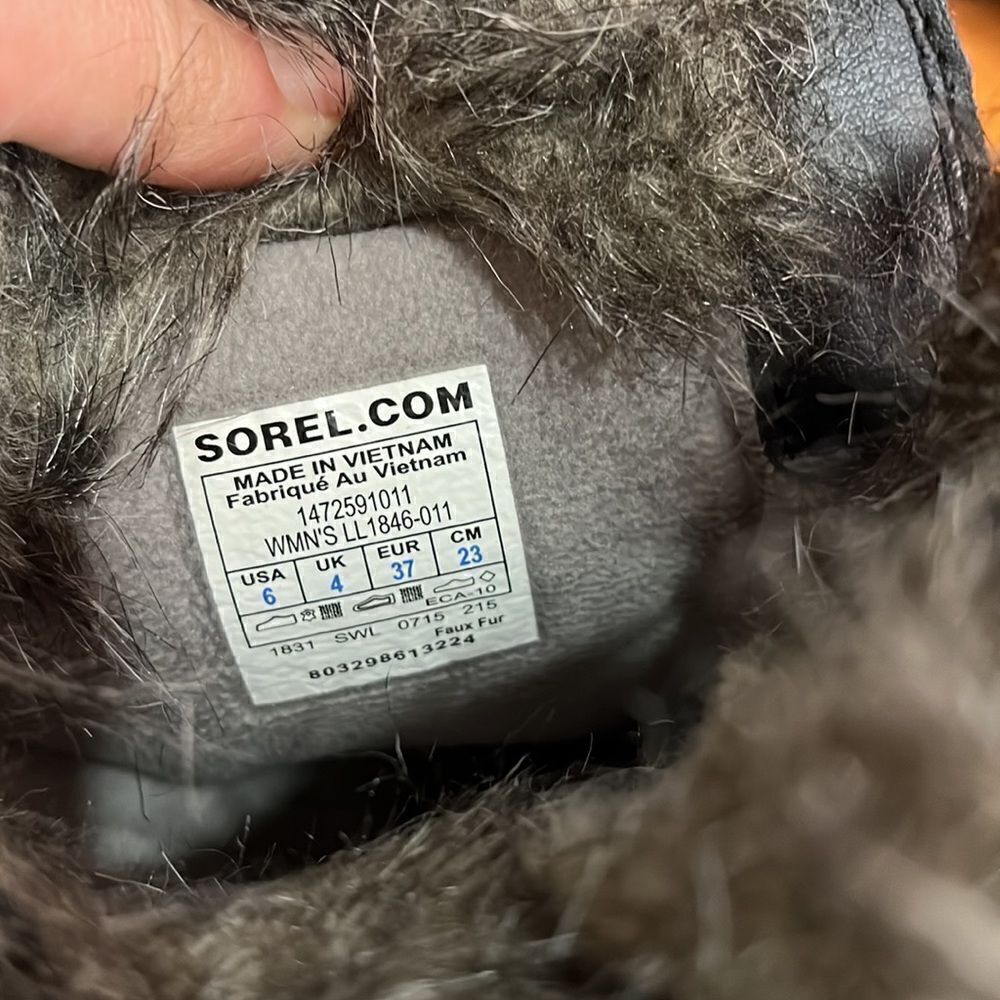 Sorel Tofino Snow‎ Boots Womens Black Quilted Faux Fur Waterproof LL1846-011 6 - Picture 7 of 8